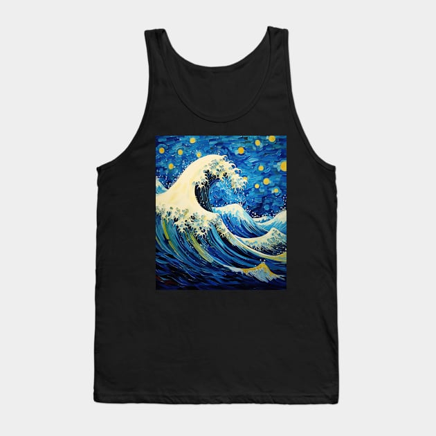 Starry Night Van Gogh Famous Painting Kanagawa Great Wave Tank Top by EVCO Smo